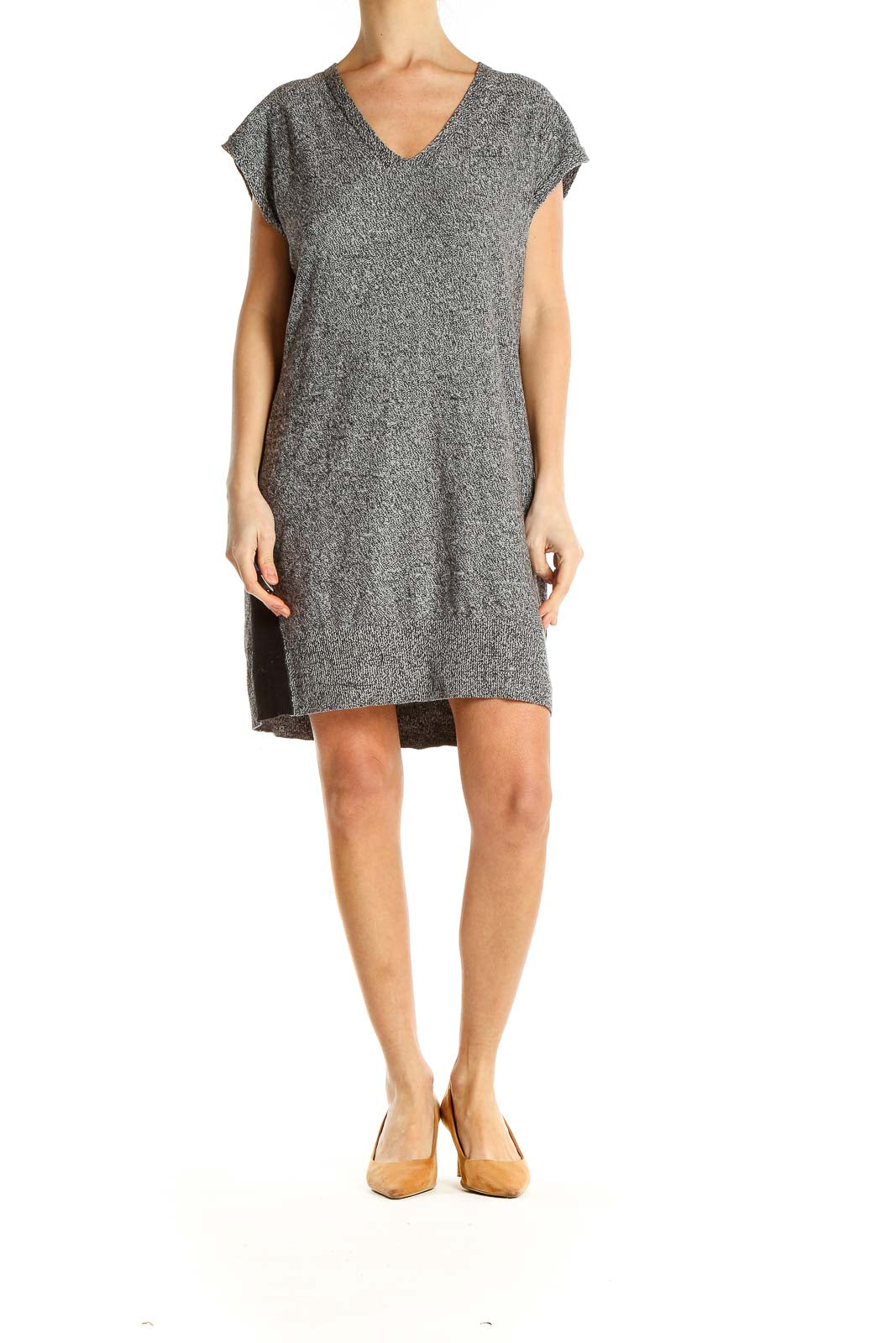 Gray Knitted T-Shirt Dress