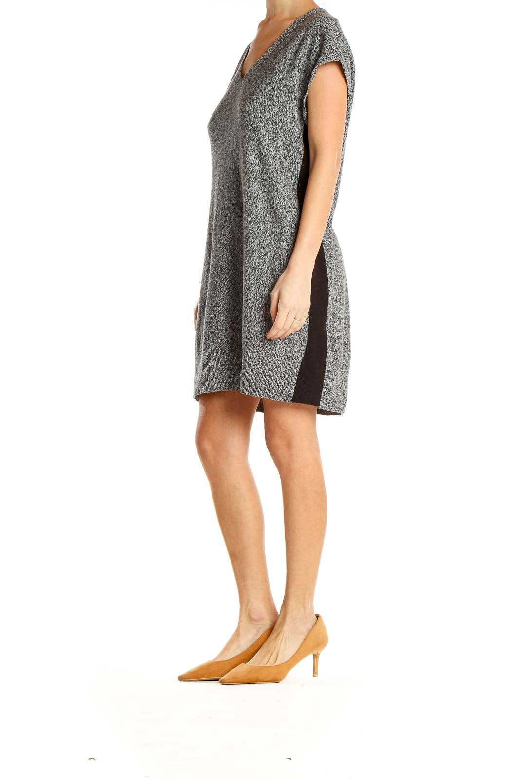 Gray Knitted T-Shirt Dress