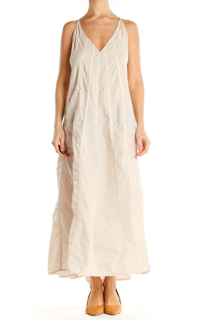 Beige Column Slip Dress