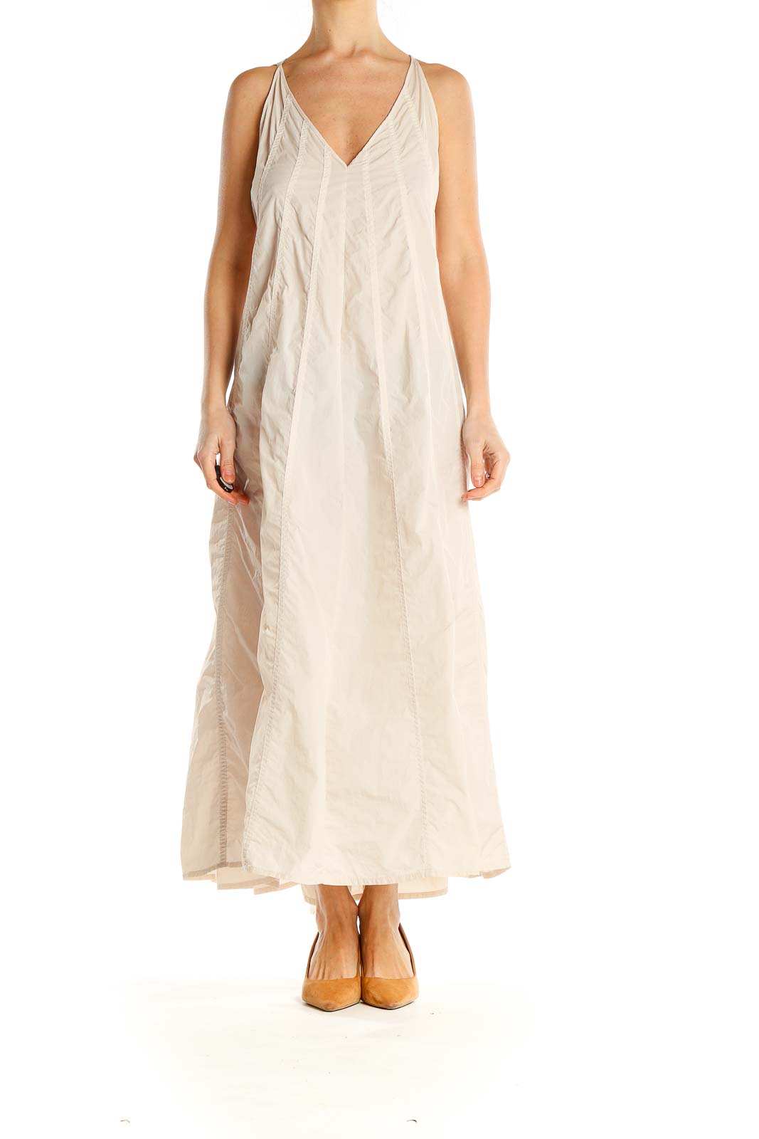 Beige Column Slip Dress