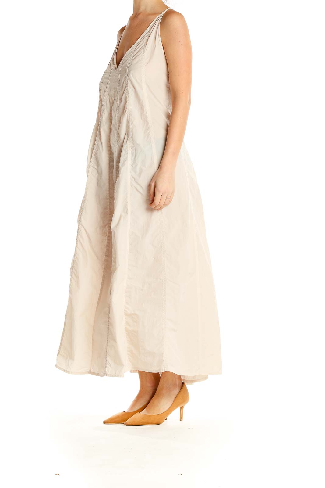 Beige Column Slip Dress