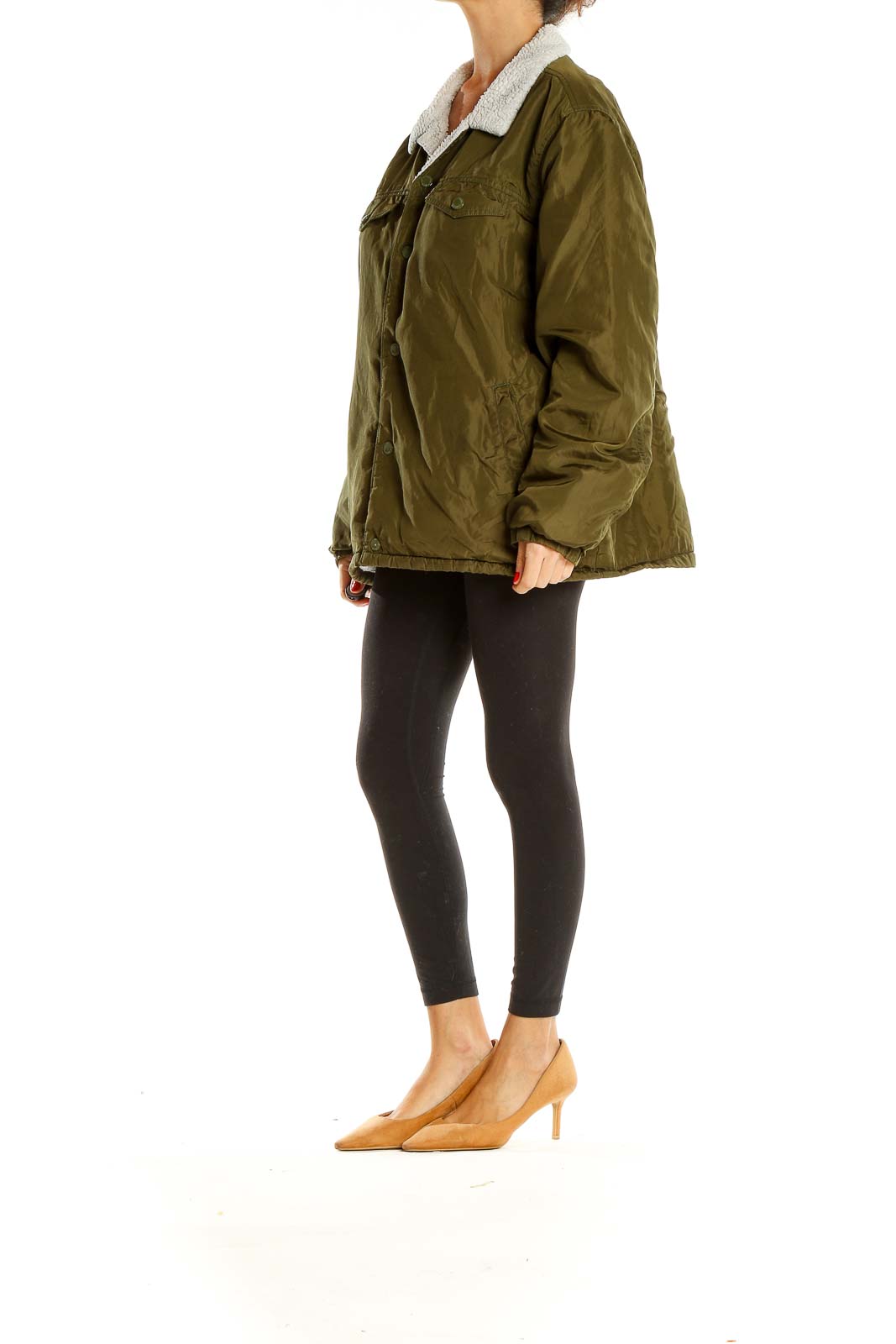 Green Military Jacket With Sherpa Lining