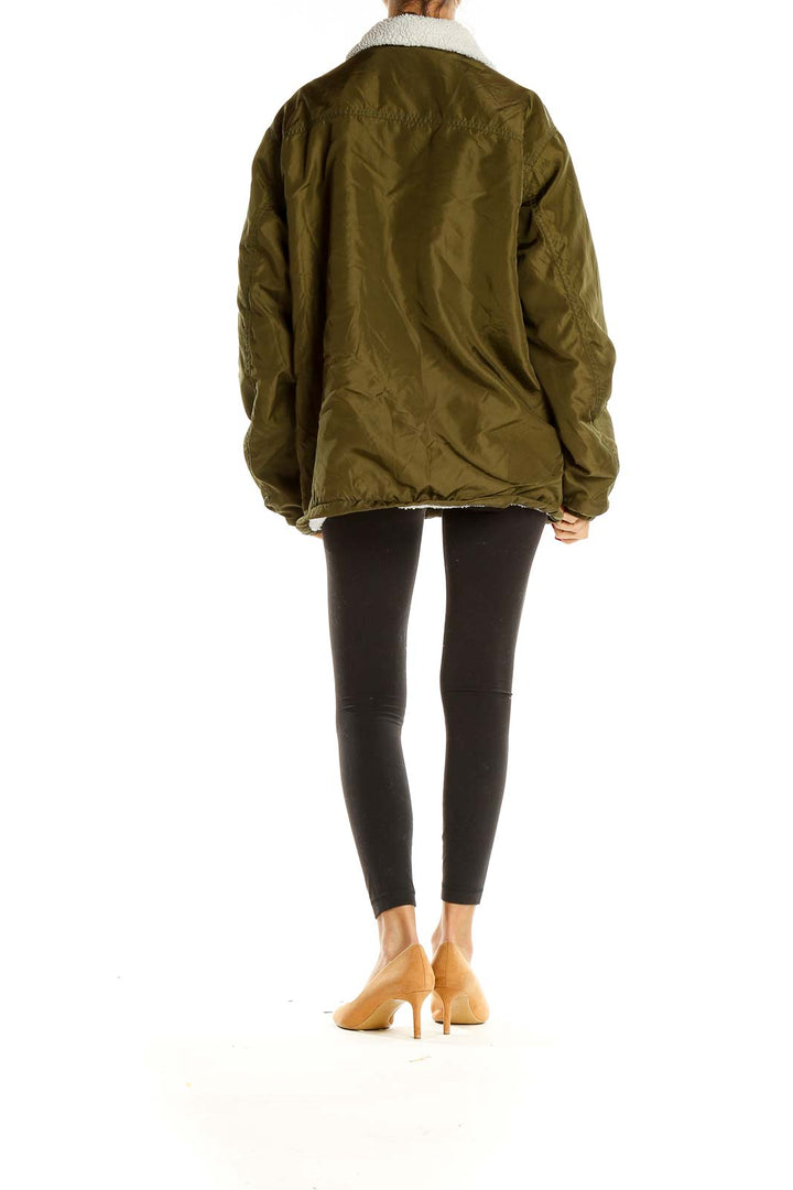 Green Military Jacket With Sherpa Lining