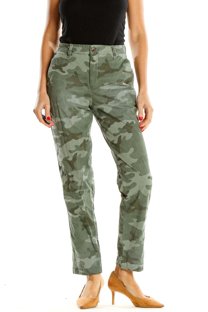 Green Camouflage Print All Day Wear Cargos Pants