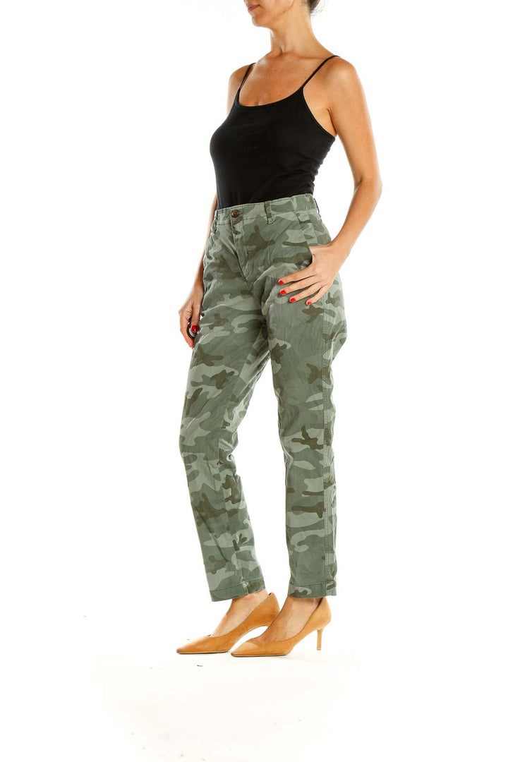 Green Camouflage Print All Day Wear Cargos Pants