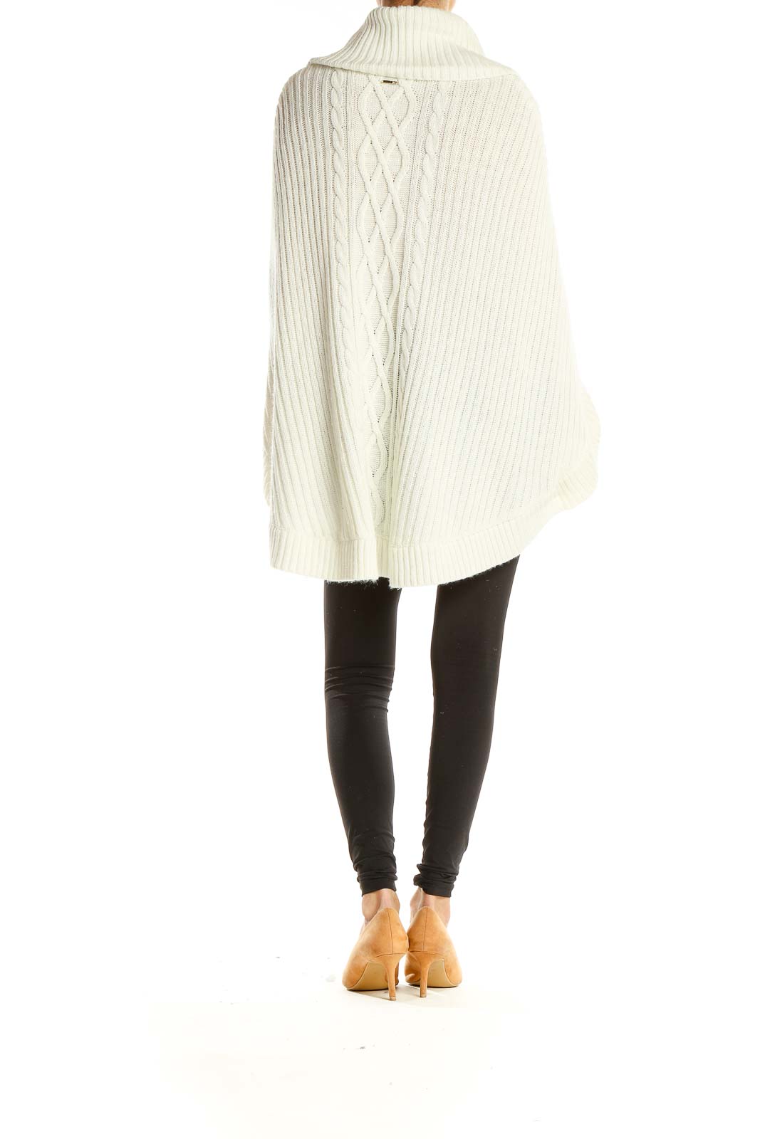 White Cable-Knit Turtleneck Sweater