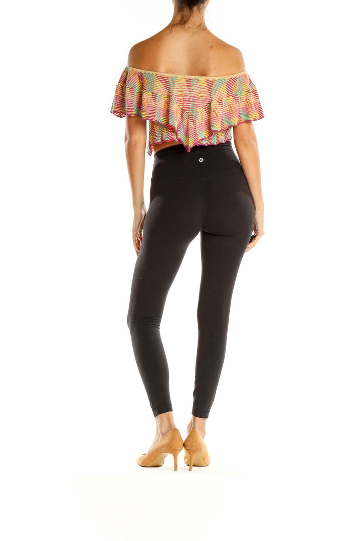 Multicolor Knitted Printed Bohemian Off the Shoulder Top