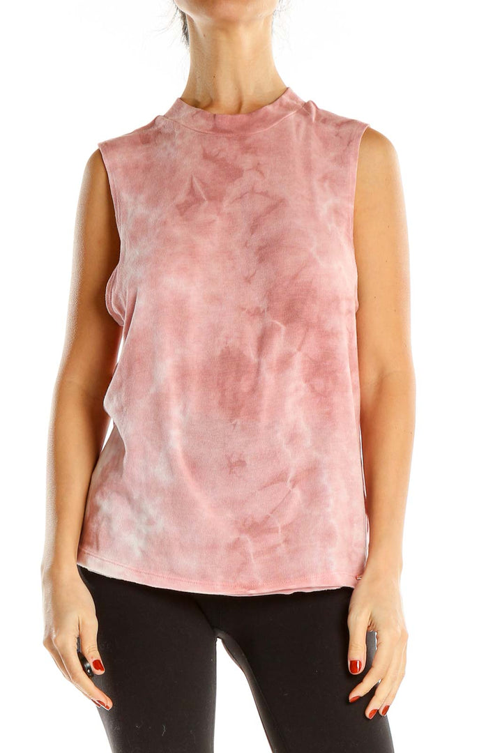 Pink Tie And Dye Casual Tank Top