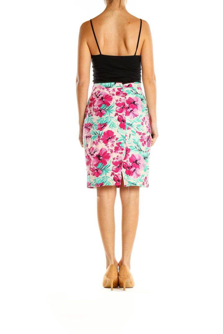 Pink Tropical Print Holiday Pencil Skirt