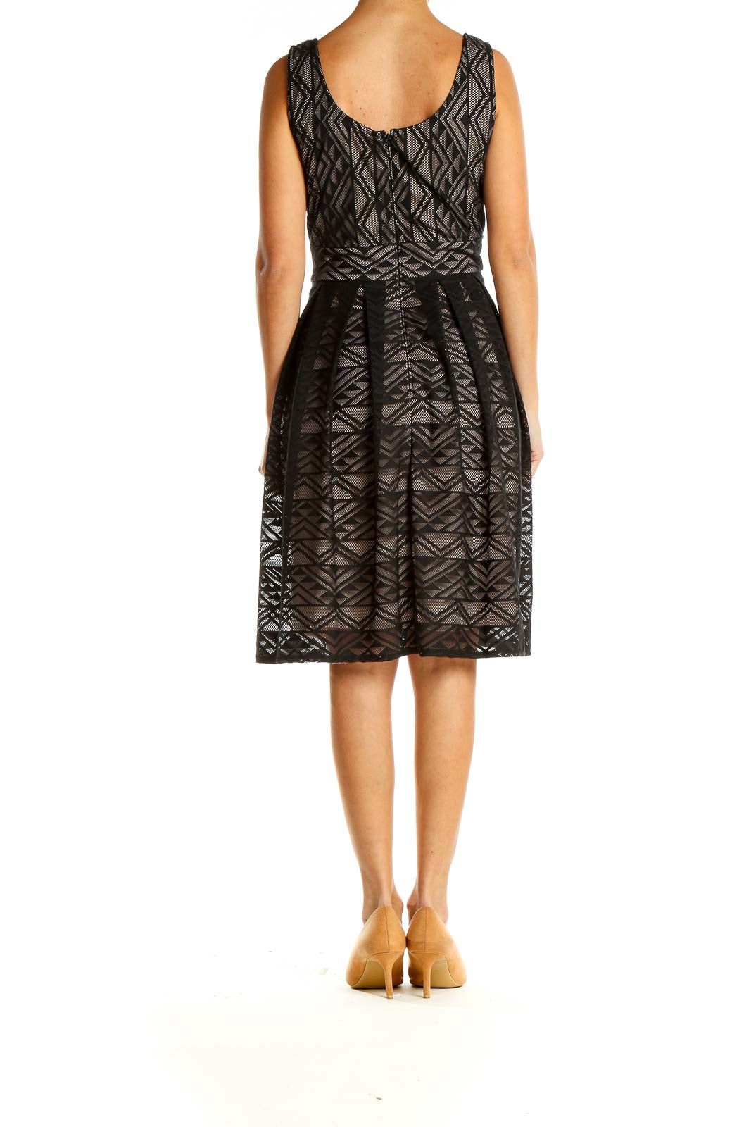 Black Tribal Print Cocktail Fit & Flare Dress