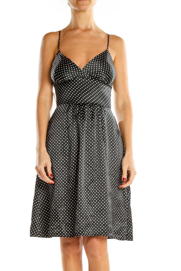 Black Polka Dot Classic Corset Waist Fit & Flare Dress