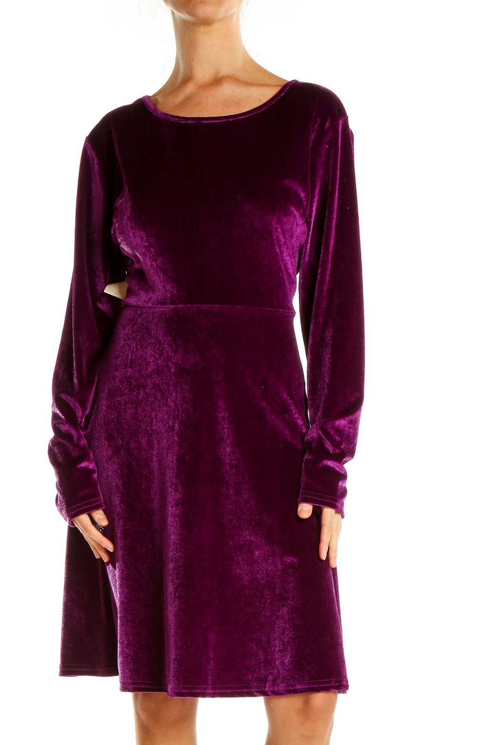 Purple Velour Cocktail Fit & Flare Dress