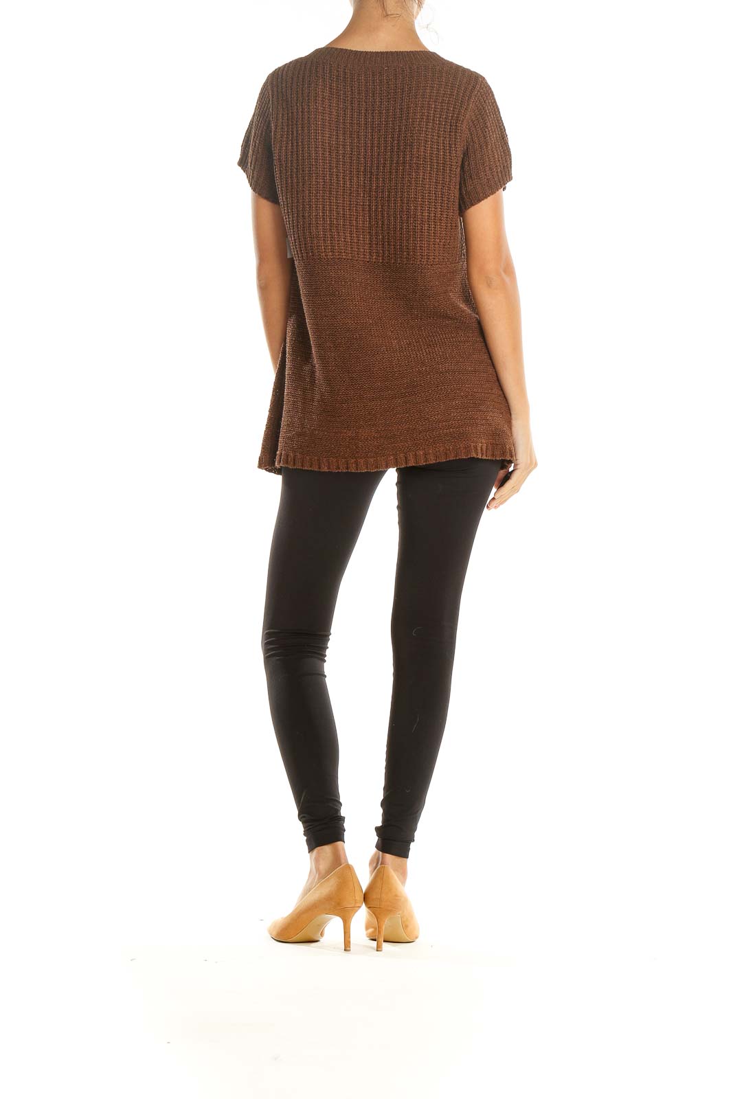 Brown Knit Bohemian Empire Waist Top