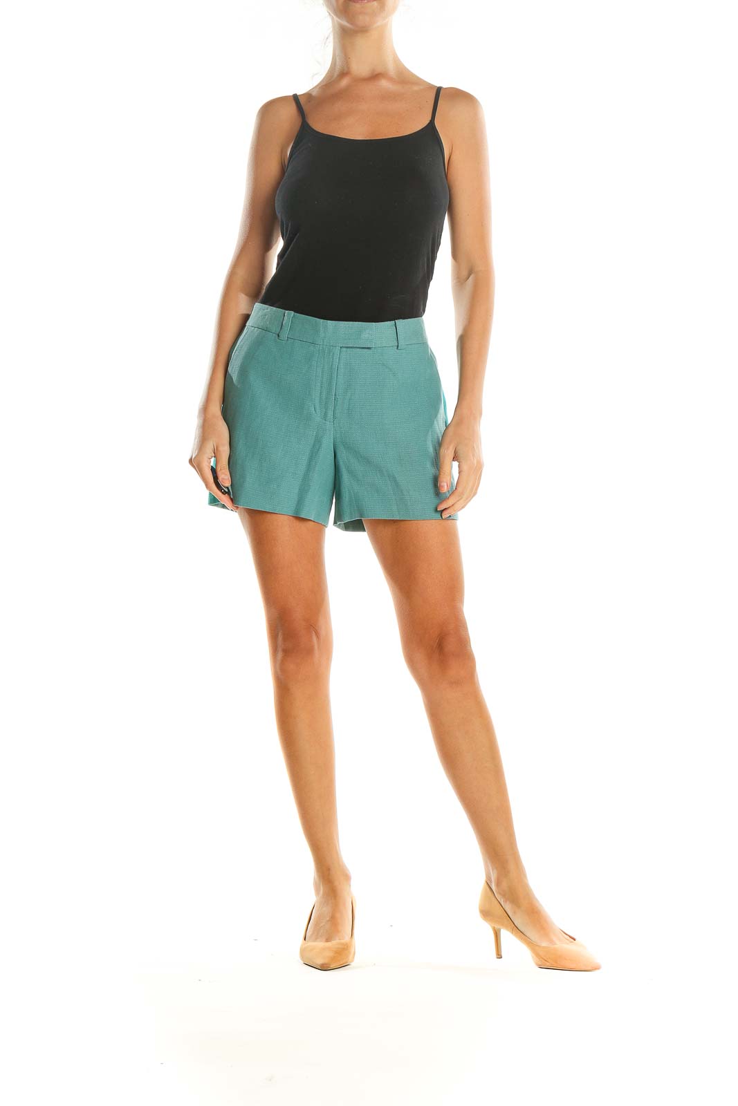 Green Solid All Day Wear Shorts