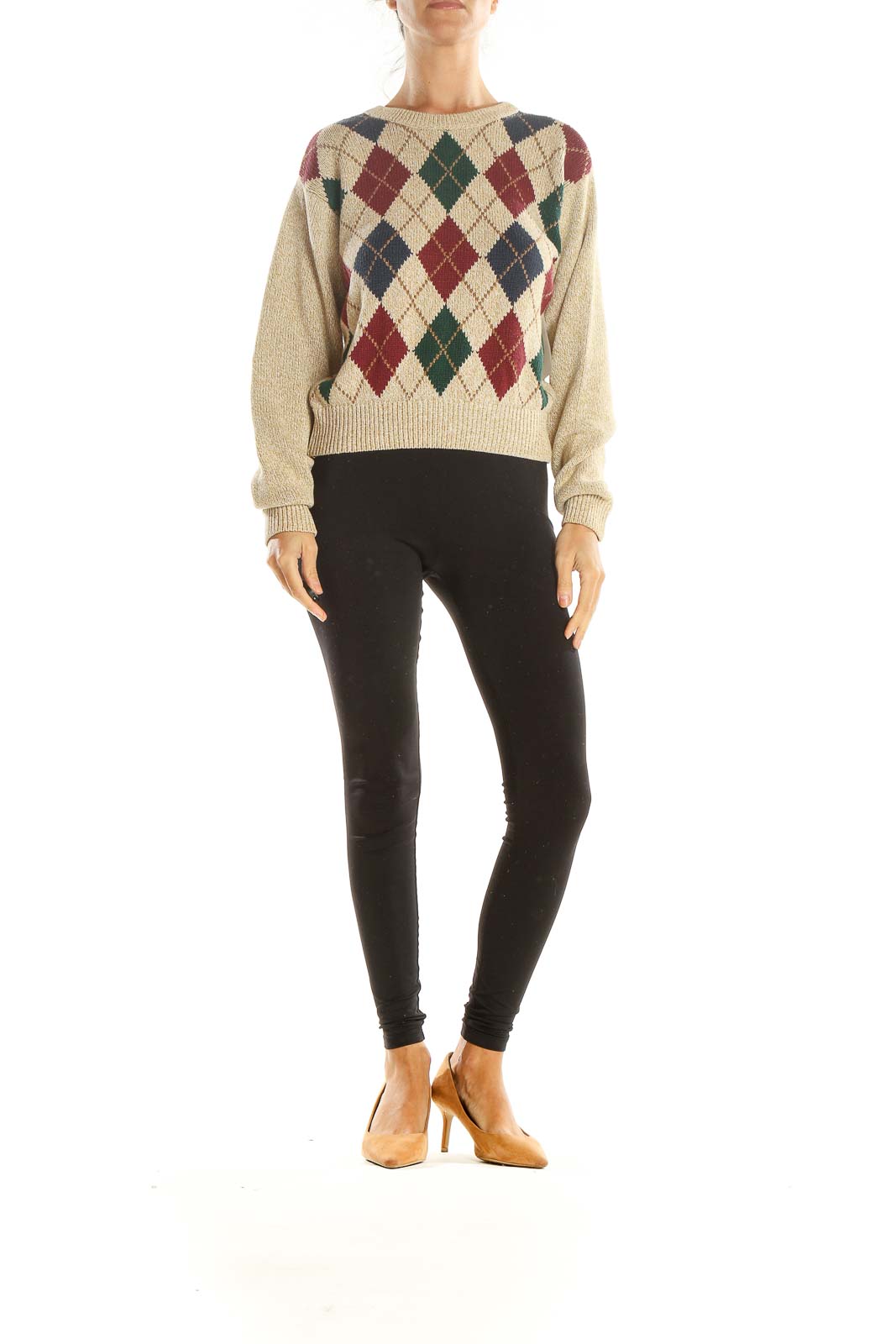 Multicolor Argyle Print Retro Sweater