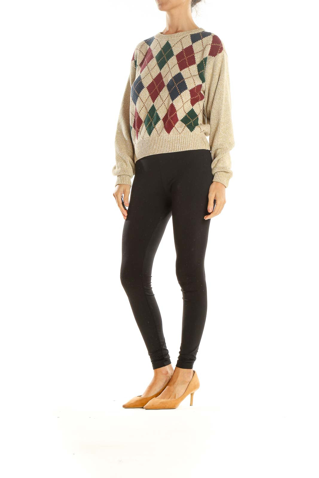 Multicolor Argyle Print Retro Sweater