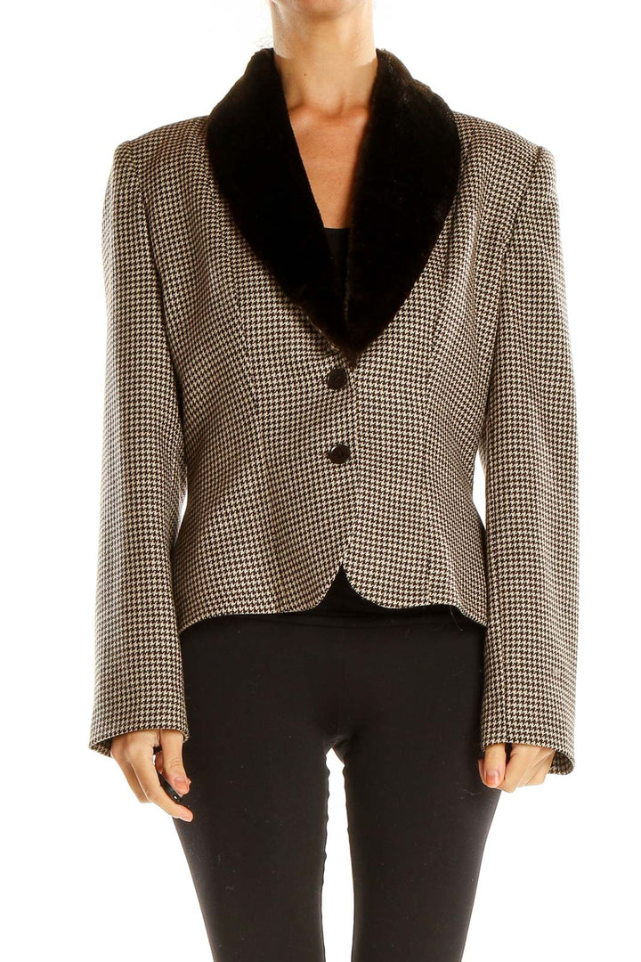 Brown Vintage Houndstooth Blazer