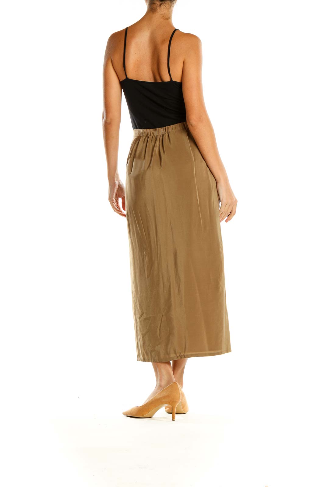 Brown Classic Midi Skirt