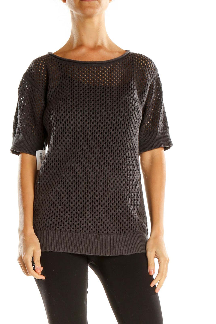 Brown Mesh All Day Wear Sweater Top