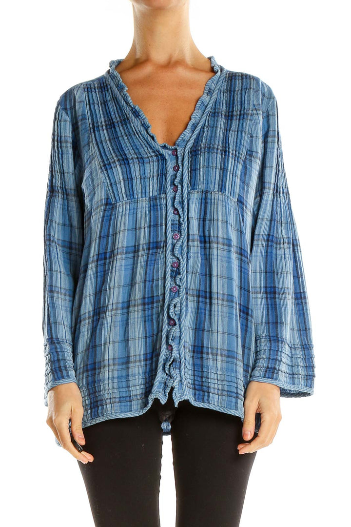 Blue Plaid Bohemian Blouse