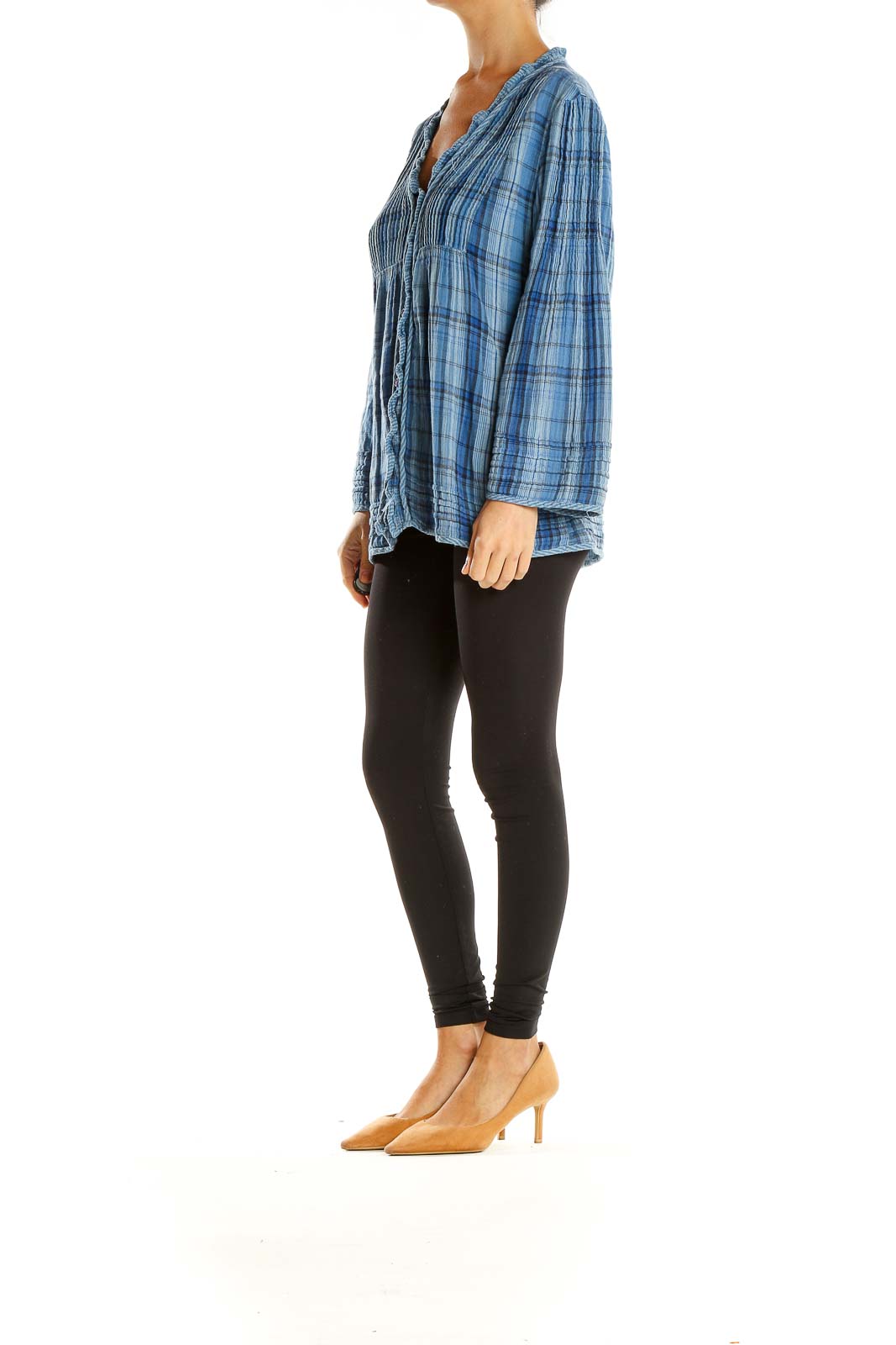 Blue Plaid Bohemian Blouse