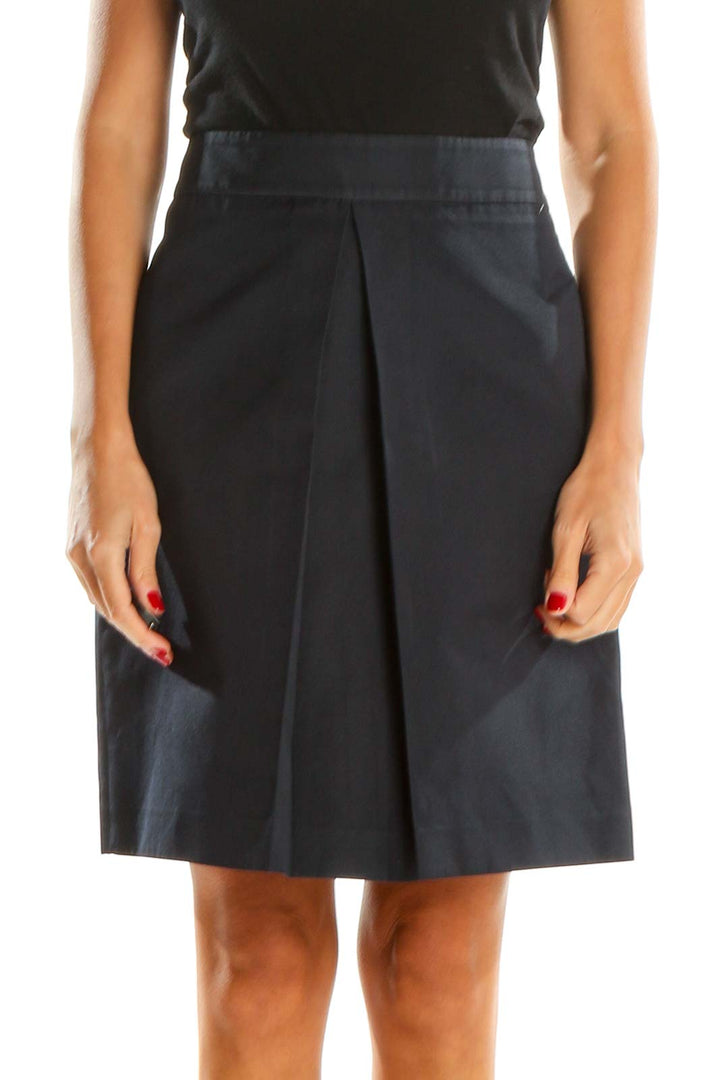 Blue Solid Classic A-Line Skirt