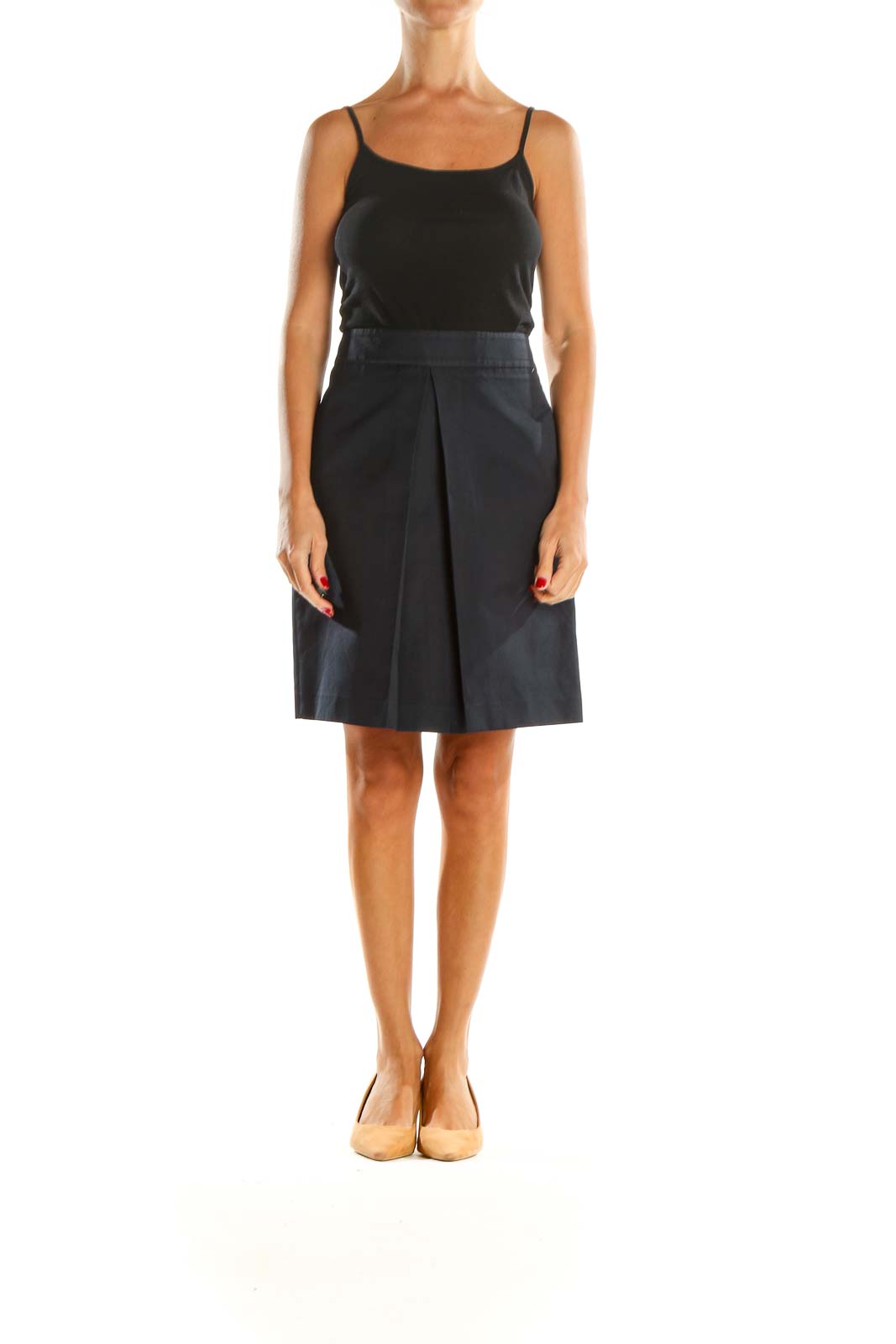 Blue Solid Classic A-Line Skirt