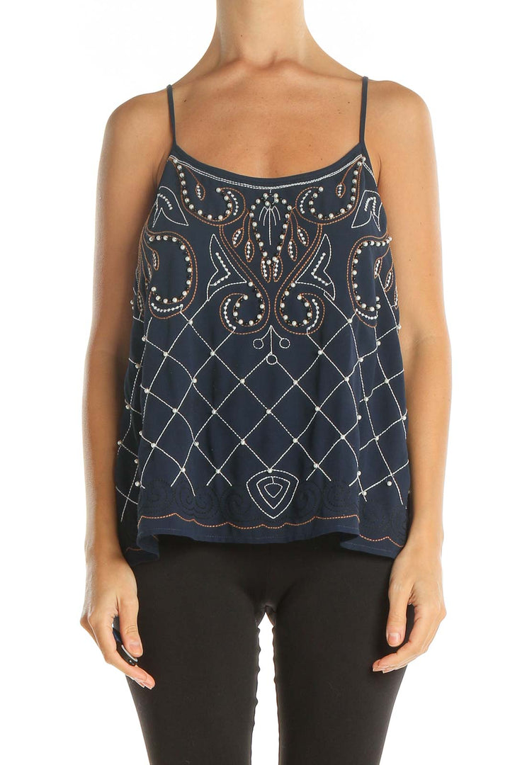 Blue Sequin Bohemian Top