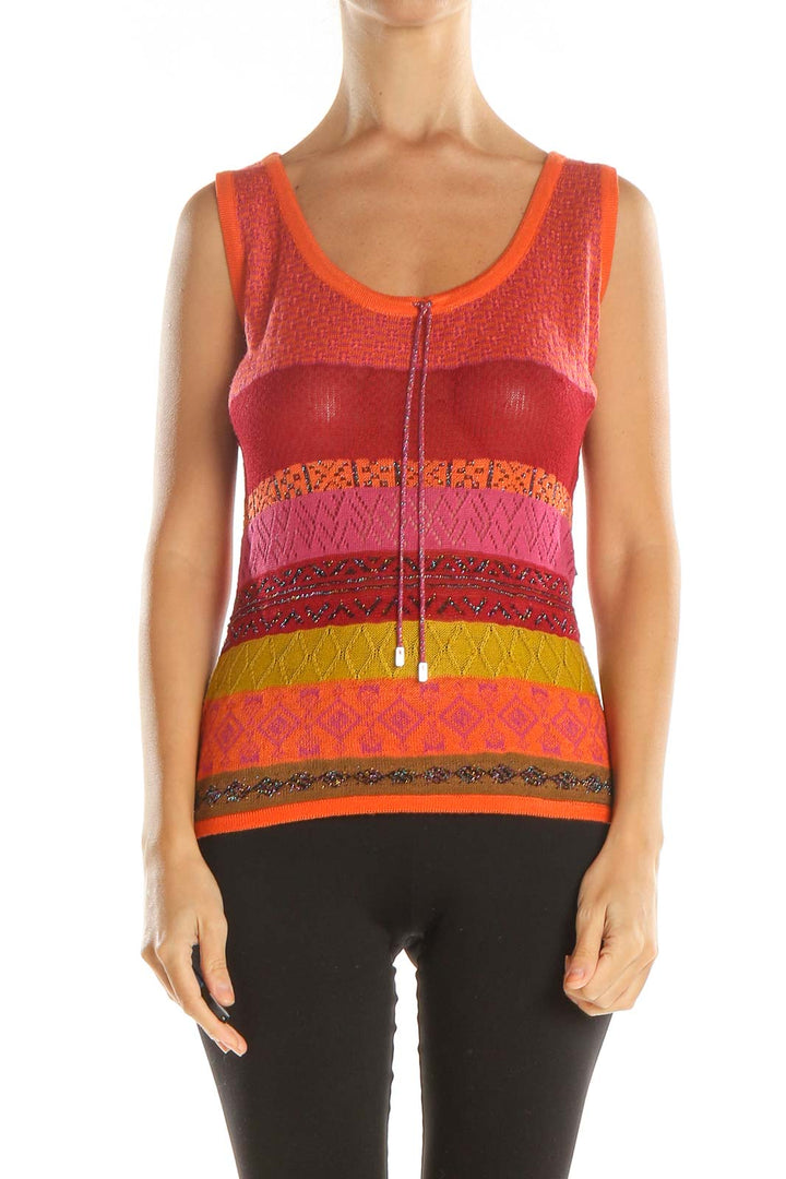 Multicolor Printed Knit Bohemian Tank Top