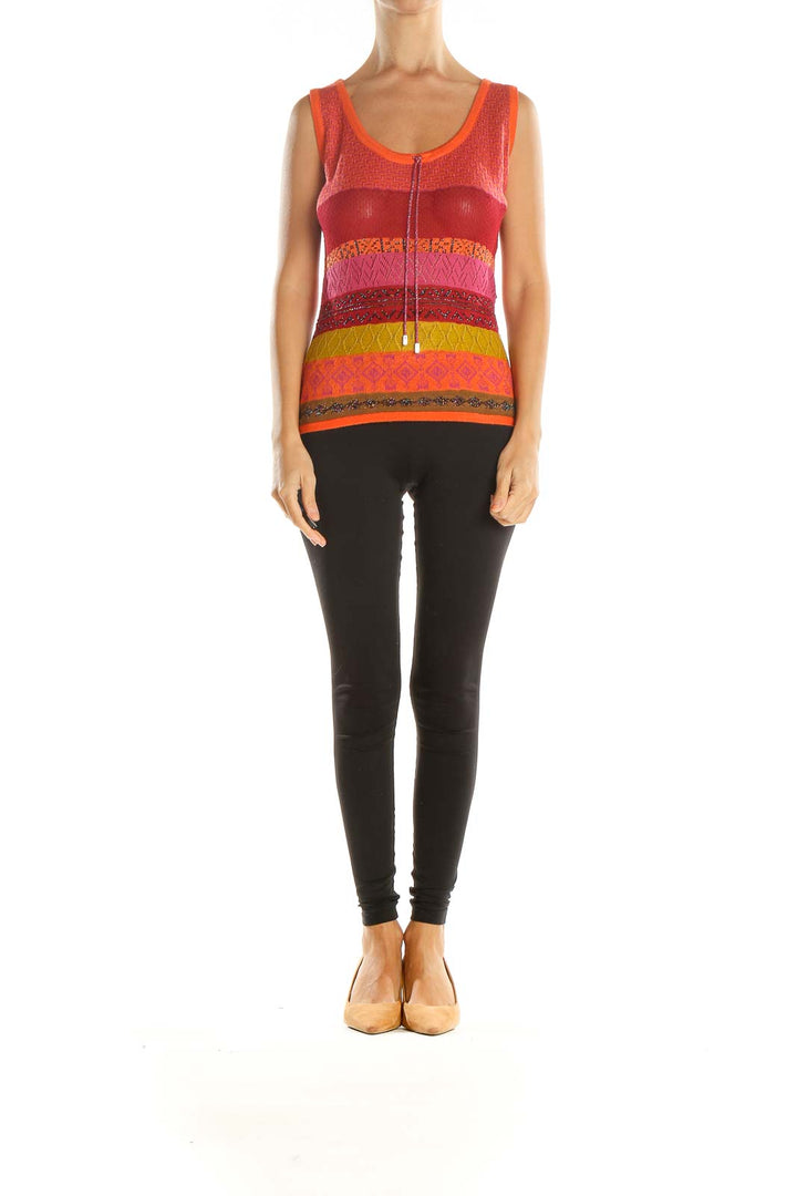 Multicolor Printed Knit Bohemian Tank Top