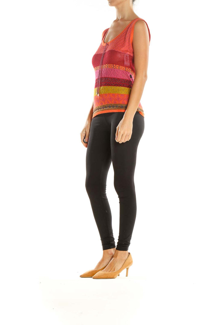 Multicolor Printed Knit Bohemian Tank Top