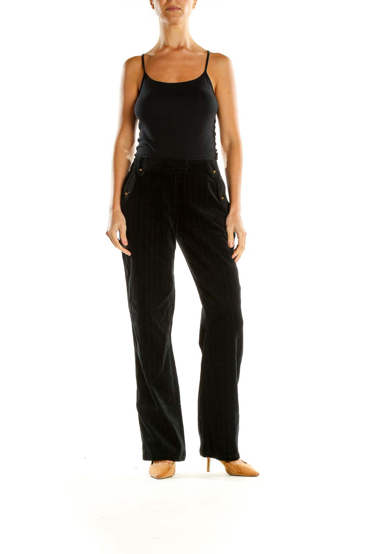 Black Textured All Day Wear Trousers