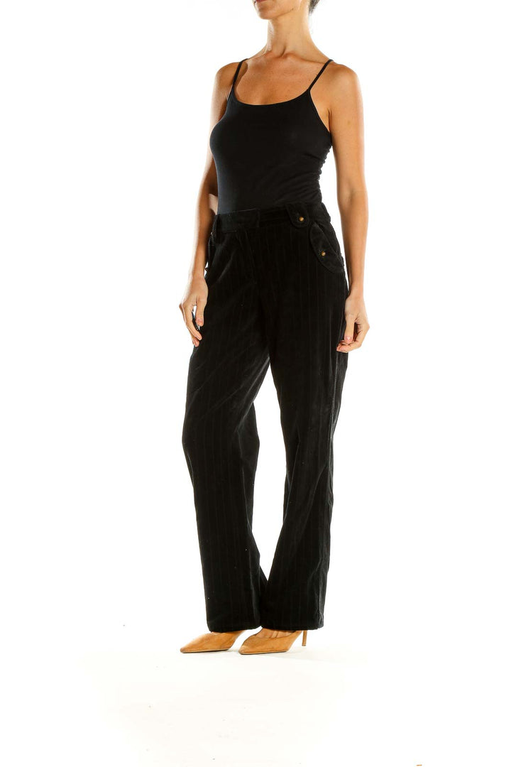 Black Textured All Day Wear Trousers