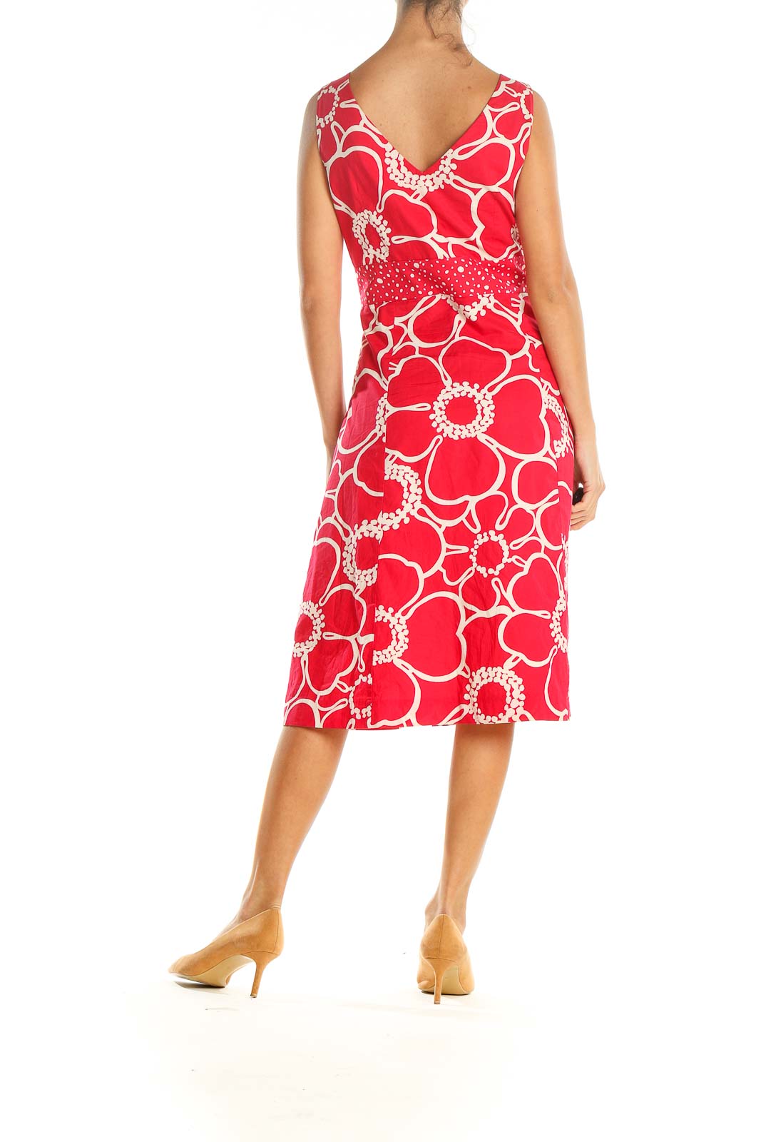 Red Floral Print Retro A-Line Dress