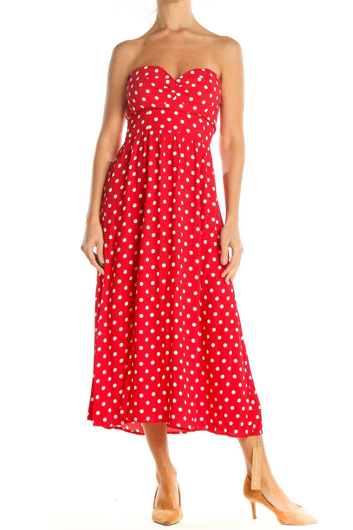 Red Strapless Polka Dot Day Fit & Flare Dress