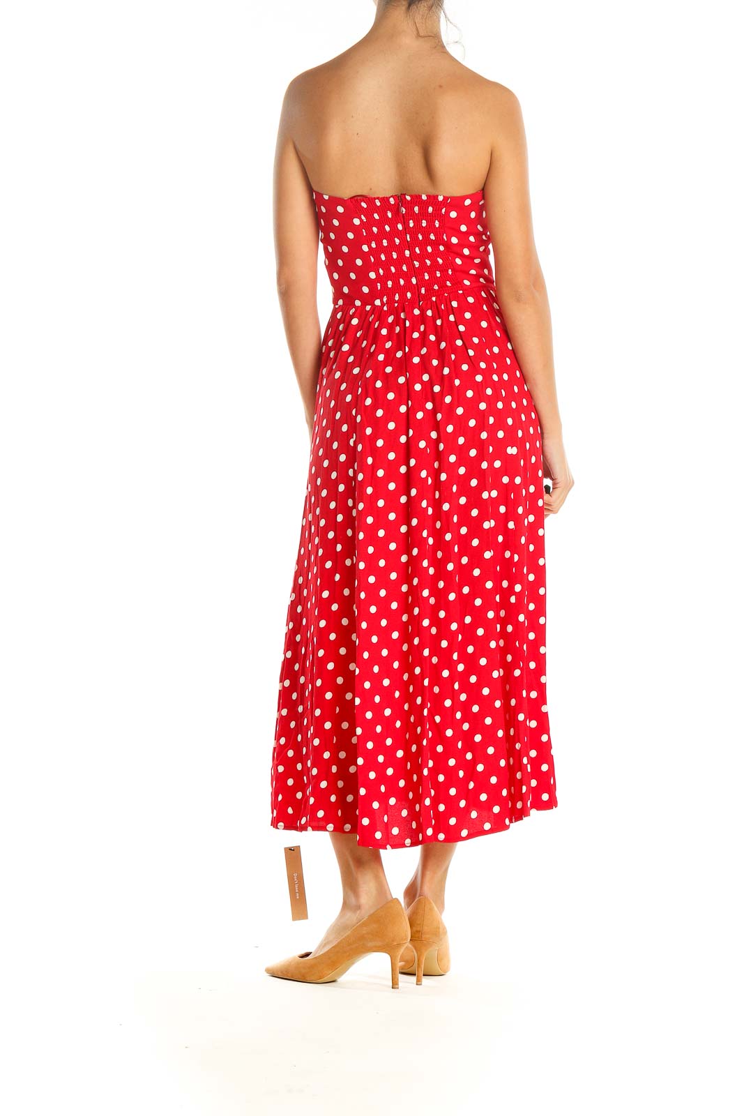 Red Strapless Polka Dot Day Fit & Flare Dress