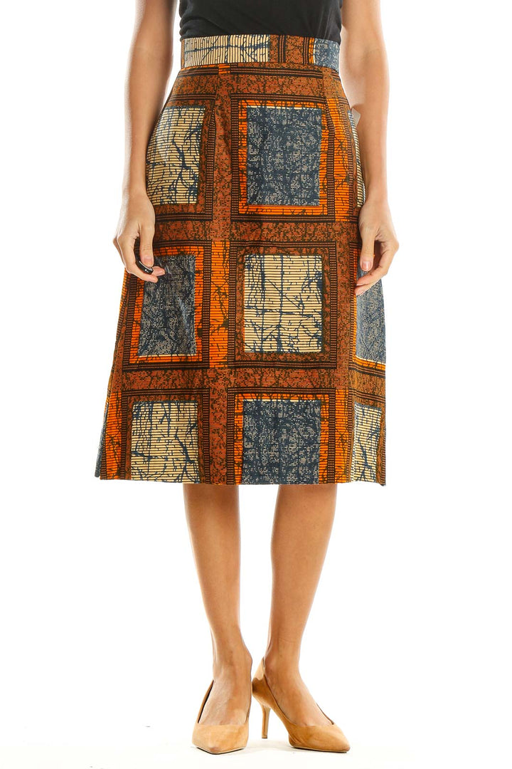 Multicolor Printed Bohemian A-Line Skirt