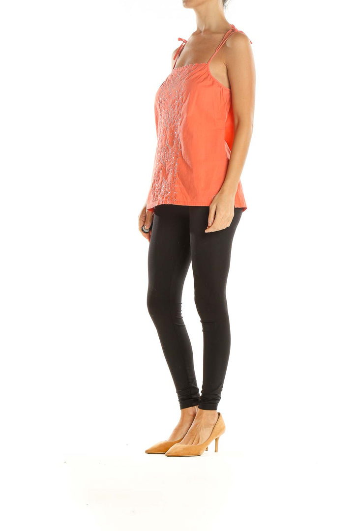 Orange Sequin Bohemian Tank Top