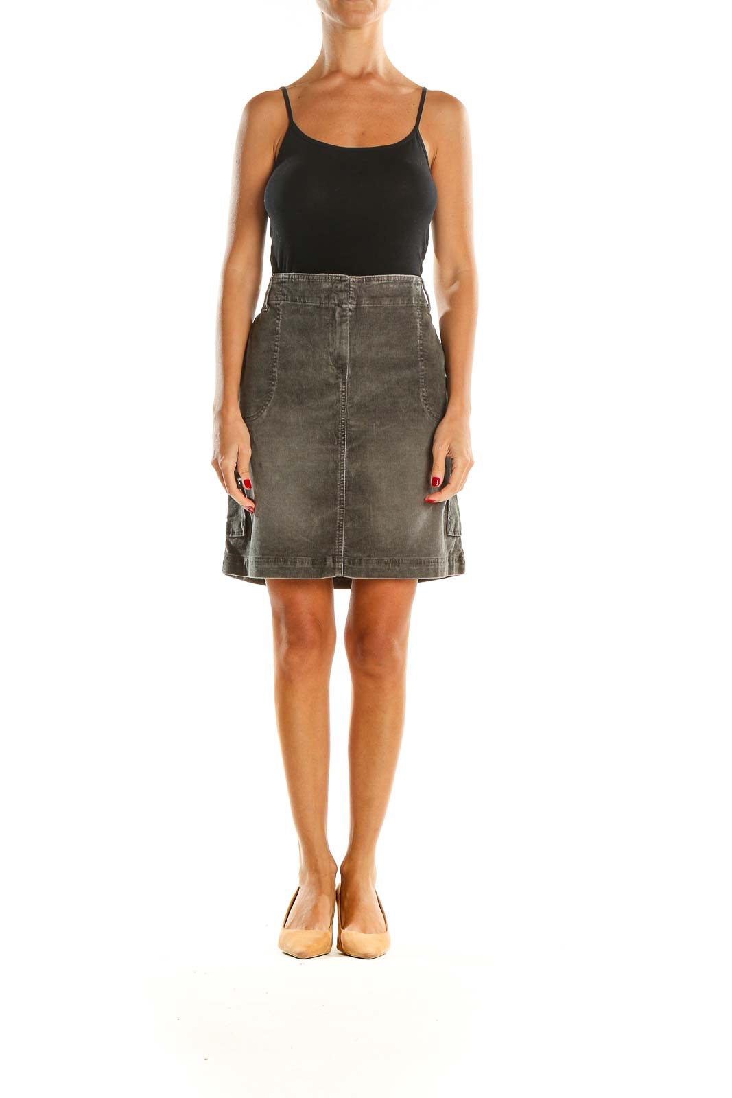 Gray Denim Classic A-Line Skirt