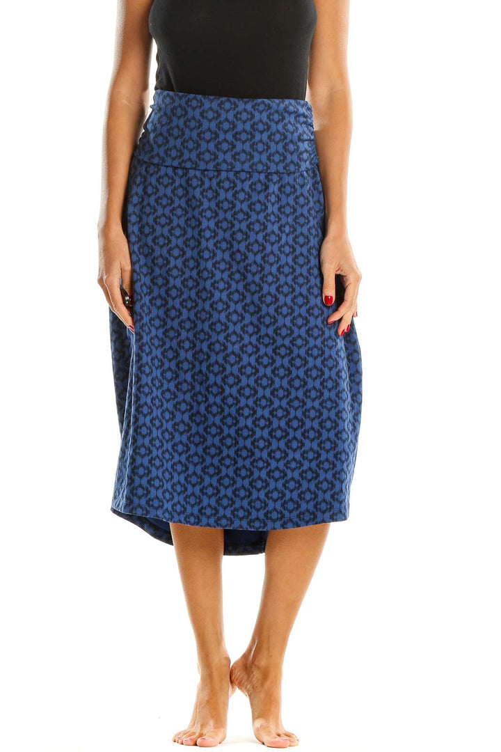 Blue Printed Casual Skirt