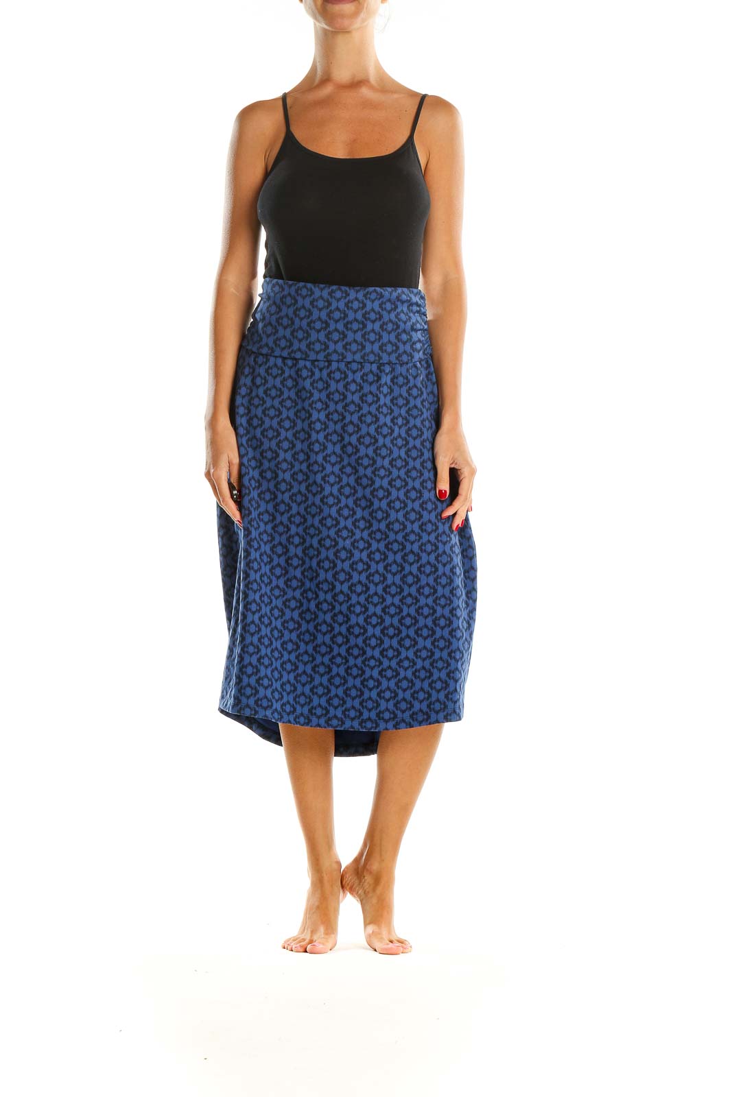 Blue Printed Casual Skirt