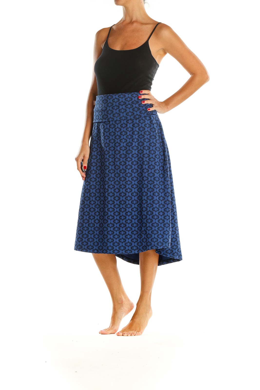 Blue Printed Casual Skirt