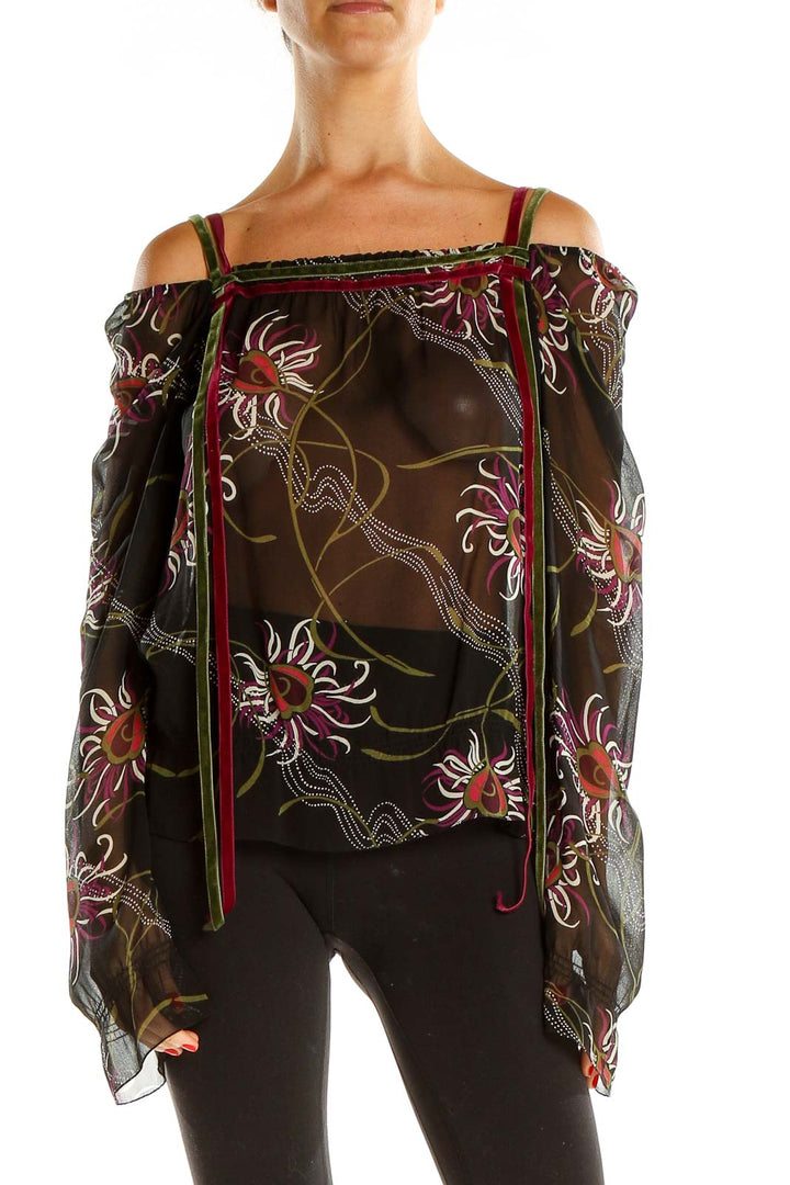 Multicolor Off The Shoulder Printed Bohemian Blouse