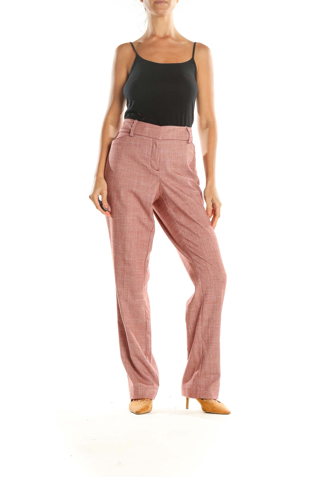 Pink Textured Retro Trousers