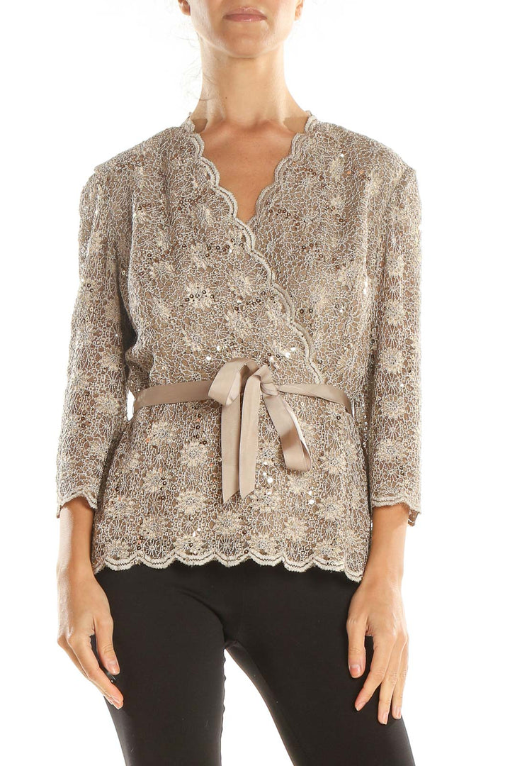 Beige Lace Retro Blouse