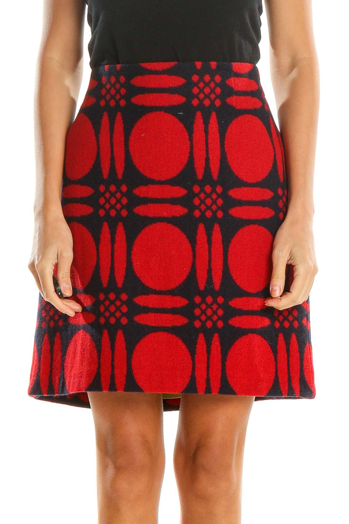 Red Blue Printed Holiday A-Line Skirt