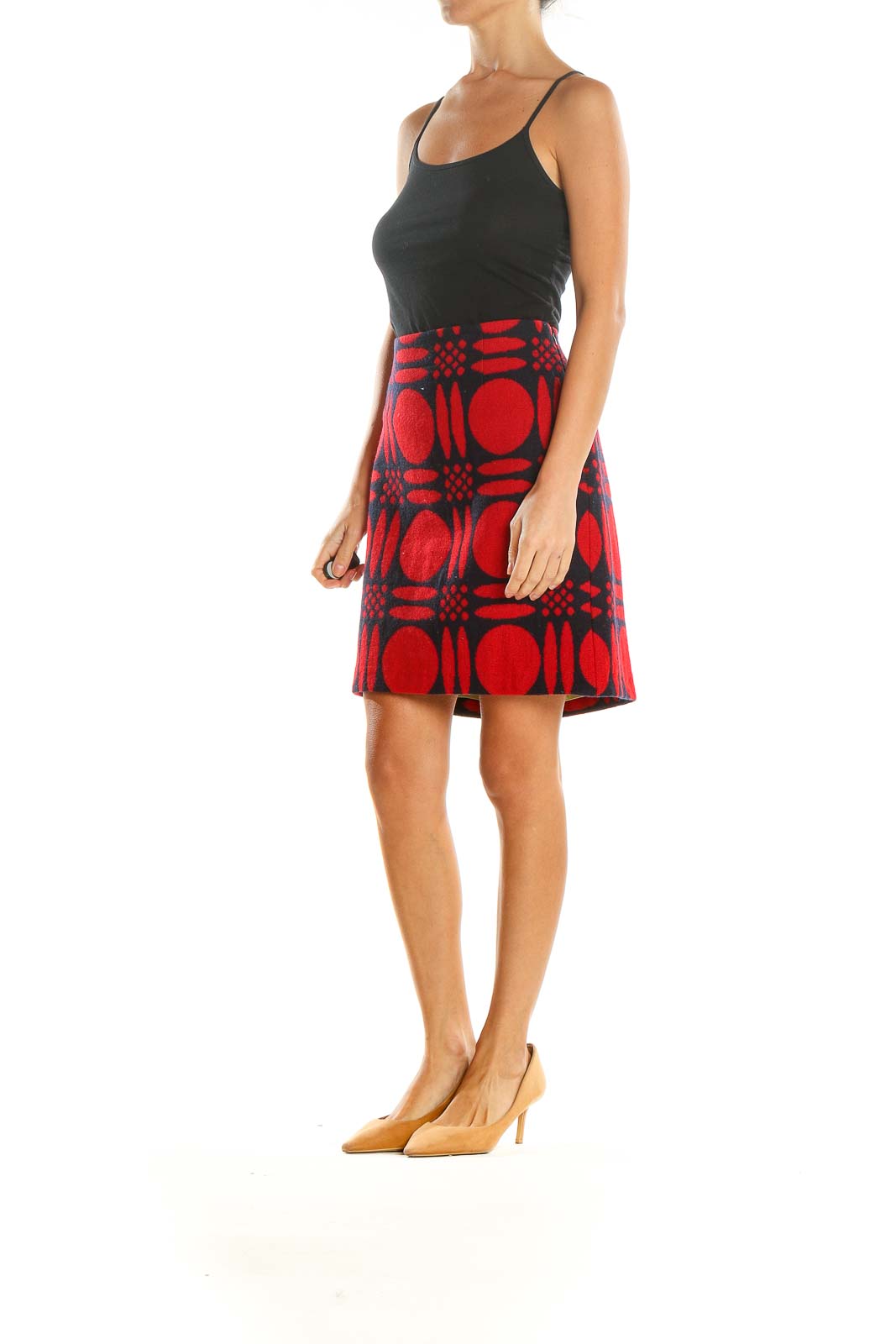 Red Blue Printed Holiday A-Line Skirt