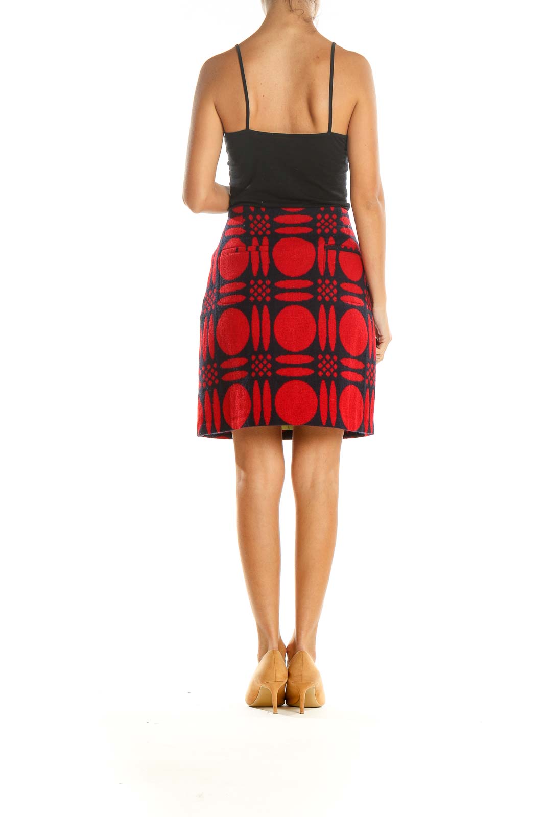 Red Blue Printed Holiday A-Line Skirt