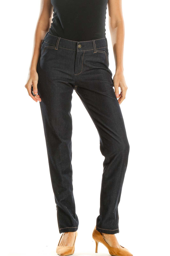 Dark Blue Straight Leg Jeans