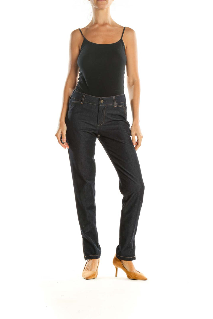 Dark Blue Straight Leg Jeans